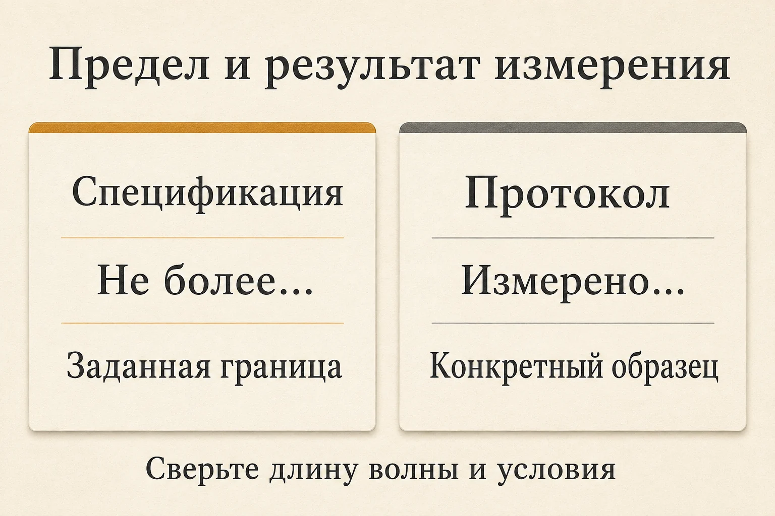 Отличие предела в спецификации от результата в протоколе